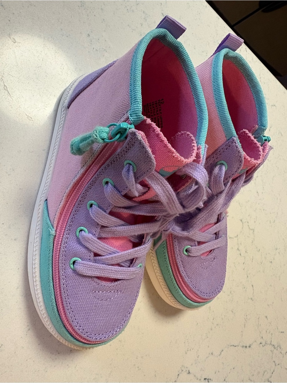 Kids High-Top Canvas Sneakers in Lavender, Teal and Pink
